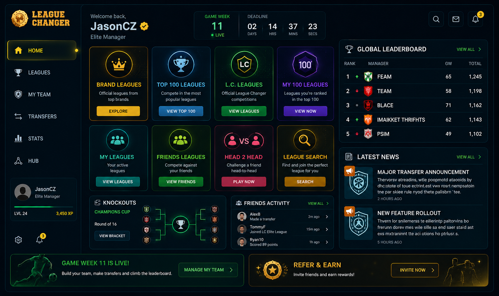 LeagueChanger dashboard