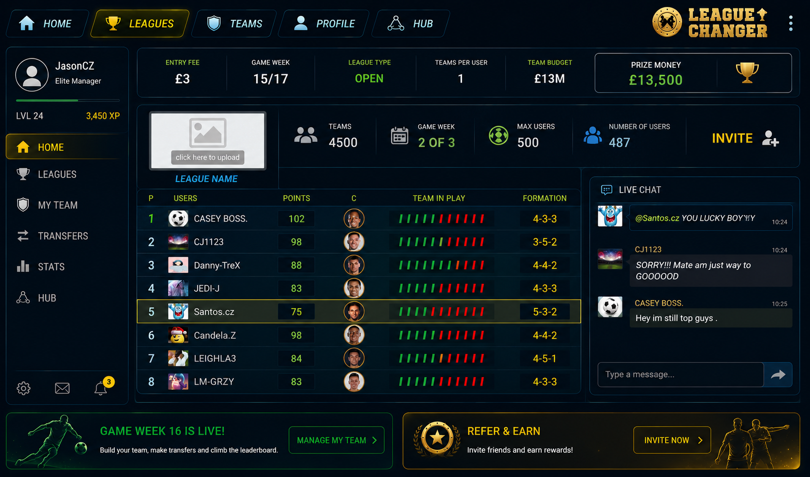 LeagueChanger live league